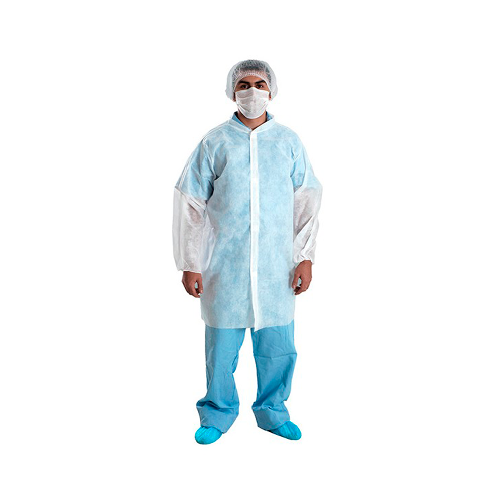 Bata Desechable Manga Larga en dacron color blanco talla XL