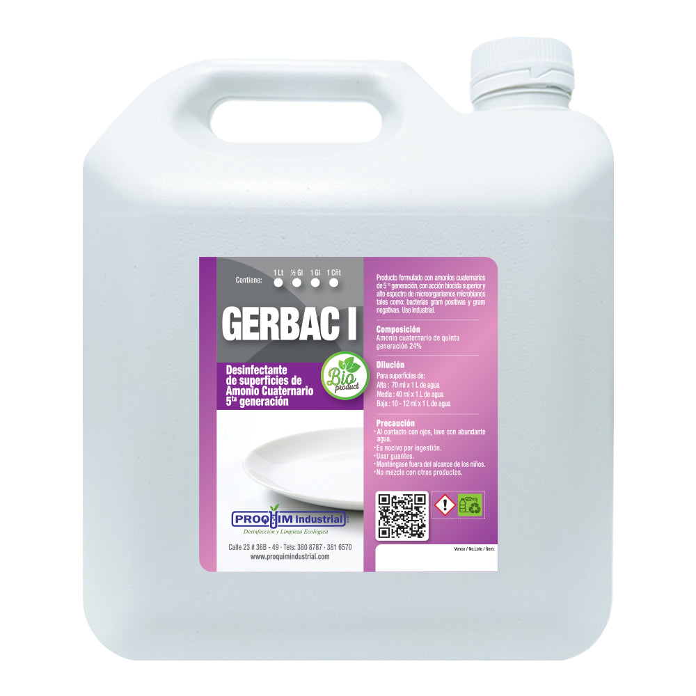 Desinfectante concentrado con Amonio Cuaternario de 5ta generación | GERBAC I