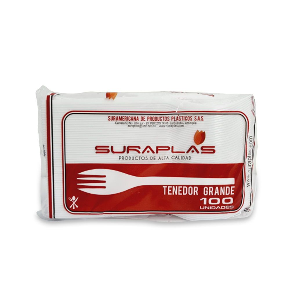 Tenedor Desechable Blanco x 100 Und