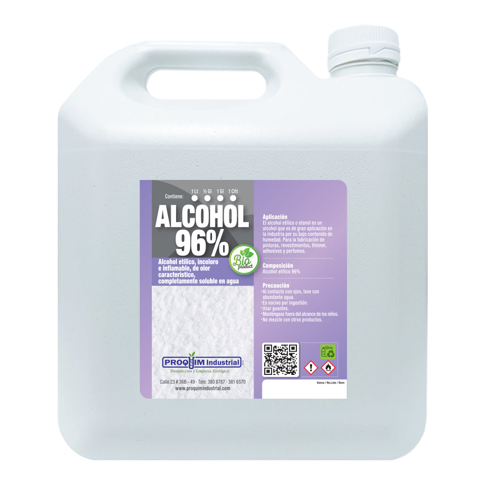 96% concentration industrial alcohol  Alcohol 96 – PROQUIM INDUSTRIAL S.A.S