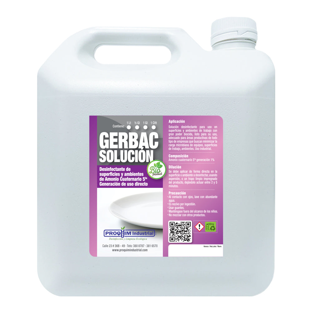 Disinfectant of surfaces and environments with ammonium base | Gerbac solution